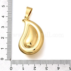 304ステンレスペンダント  ティアドロップチャーム  ゴールドカラー  39.5x22x14mm  穴：8.5x4.5mm&nbsp;STAS-H200-02G