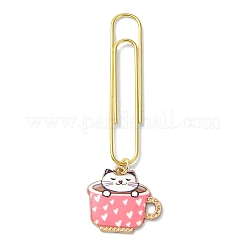 Чашка с подвеской-закладкой из эмали из кошачьего сплава AJEW-JK00305