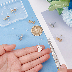 4 пара 2-цветная фурнитура для сережек из латуни с микропаве из прозрачного кубического циркония KK-DC0001-37