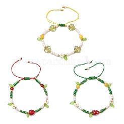 3 braccialetti di perline intrecciate in vetro e perline di vetro lavorato a lume&nbsp;BJEW-MZ00212