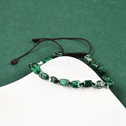 Браслеты из плетеных бусин из натуральной окрашенной императорской яшмы для мужчин и женщин&nbsp;BJEW-D360-01B