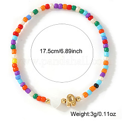Bracelets extensibles en perles de verre rondes et colorées&nbsp;AO5283-1