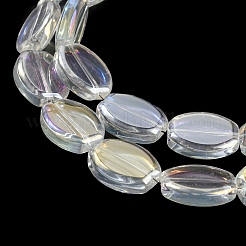 Ab カラーメッキ電気メッキ透明ガラスビーズ連売り  オーバル  クリアAB  17x13.5x4.5mm  穴：1.2mm  約37個/連  24.80インチ（63cm）&nbsp;EGLA-G037-05A-AB01