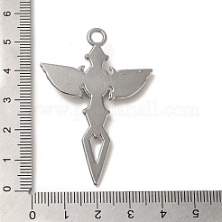 カプリブルーのラインストーン付き合金ビッグペンダント  クロスチャーム  プラチナ  51.5x36x4.5mm  穴：3.5mm&nbsp;FIND-G067-15B-P