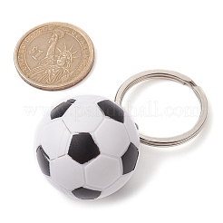 ABS プラスチックスポーツボールテーマペンダントキーホルダー  鉄のスプリットキーリング付き  サッカー  6.1cm  ペンダント：35.5x32x32mm&nbsp;KEYC-JKC00659-02