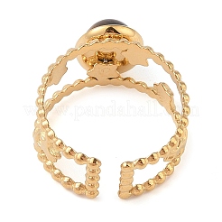 Anillos de dedo ovalados con piedras naturales mixtas&nbsp;RJEW-Z057-11G