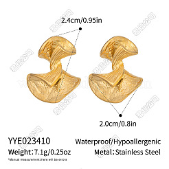 Orecchini a perno da donna in acciaio inossidabile 304 a forma di ventaglio con texture&nbsp;UH9898