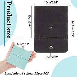 12шт 6 цвета квадратных бархатных мешков для ювелирных изделий TP-NB0001-60