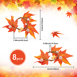 8 шт. кольца для салфеток из ткани с кленовым листом AJEW-GF0005-14