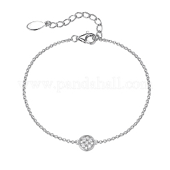 Комплекты цепочек и браслетов из стерлингового серебра с микропаве из прозрачных кубических цирконий RC3582-5