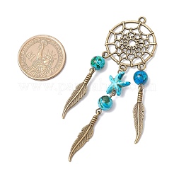 Тканая сетка / паутина с подвесками из перьевого сплава PALLOY-JF03978