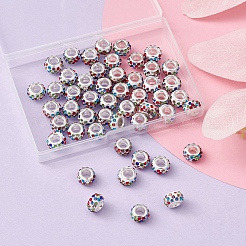 50 pz perline europee con foro grande con strass in argilla polimerica&nbsp;FPDL-YW0001-02
