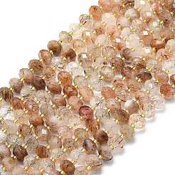 Нити бусин из рутилированного кварца из натурального черного золота G-P573-A16-01