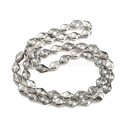 電気メッキ透明ガラスビーズ連売り  パール光沢メッキ  ランタン  ブラック  12.5x9x5.5mm  穴：1mm  約50個/連  25.43インチ（64.6cm）&nbsp;EGLA-G037-12A-PL02