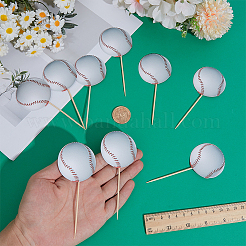 ペーパーケーキトッパー12個。  ケーキインサートカード  ケーキデコレーション用  木の棒で  テニス  ホワイト  117x49x2.5mm&nbsp;DIY-CN0003-88