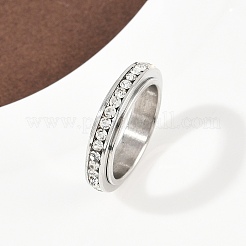 Вращающиеся кольца для пальцев из нержавеющей стали 304 со стразами RJEW-A074-01B-P