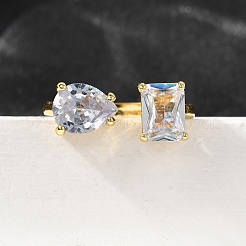 Anelli per polsini da donna in ottone con micro pavé di zirconi cubici&nbsp;RJEW-F181-08G