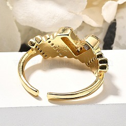 Латунные кольца из манжеты с прозрачным цирконием&nbsp;RJEW-U035-08GP