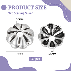 30 Stück Retro-Perlenkappen aus Sterlingsilber (925 Stück)&nbsp;STER-BC0004-11