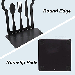 ステンレス製のブックエンド  重い本の場合  本棚ホルダー家の装飾  食器  ブラック  12x10.3x16.2cm&nbsp;ODIS-WH0011-05