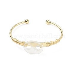 Bracelet de manchette ouvert en grain de café en cristal de quartz naturel&nbsp;BJEW-G660-01G-07