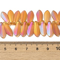 電気メッキガラスビーズセット  フル虹メッキ  ティアドロップ  砂茶色  14.5~16x6x3.5mm  穴：1mm  約101個/連  26.77インチ（68cm）&nbsp;EGLA-P057-03A-FR01