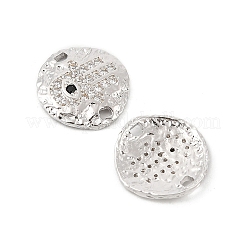 Латунный микропаве прозрачный кубический циркониевый диск с подвесками-соединителями в виде руки хамсы KK-P300-24P-01