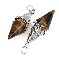 Большие подвески с ограненным биконусом из натурального тигрового глаза G-Z101-03P-06