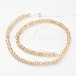 電気メッキガラスビーズセット  ABカラーメッキ  多面カット  ロンデル  小麦  6x4mm  穴：1mm  約80~85個/連  38~40cm&nbsp;X-EGLA-D020-6x4mm-49