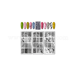 ステンレス鋼の DIY ネイルアート テンプレート  テンプレートツール  長方形  混合図形  12x6cm  3個/セット&nbsp;MRMJ-WH0092-083