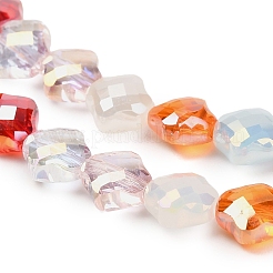電気メッキガラスビーズ連売り  クローバー  多面カット  レッドオレンジ  8.5x8.5x5mm  穴：1.2mm  約48~50個/連  40~41.5cm&nbsp;EGLA-P067-04A-01