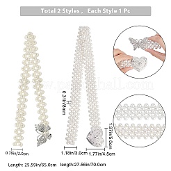 2 шт. 2 стиля плетеные цепочные ремни из АБС-пластика с жемчужным узором и овальной застежкой из сплава&nbsp;AJEW-CP0001-66