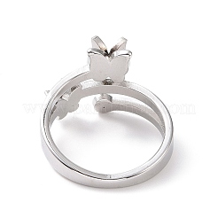 Кольцо на палец в виде бабочки с кристаллами и стразами RJEW-D120-09B-P