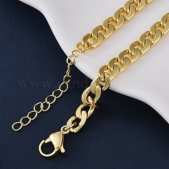 Латунные кубинские звенья цепи ожерелья для женщин&nbsp;NJEW-K282-03G