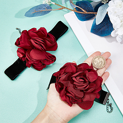 Bracelet en tissu gothique avec cordon et collier ras du cou à fleurs&nbsp;NJEW-CP0001-04B