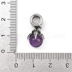 Подвеска в виде когтя дракона из хирургической нержавеющей стали 316 и круглого натурального аметиста STAS-Z165-01AS-03