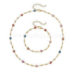 Комплекты из цепочки и браслета из эмалированной нержавеющей стали 304&nbsp;SJEW-JS01378