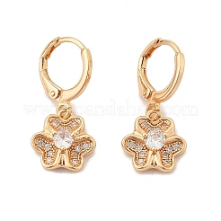 Серьги-кольца из латуни с микропаве из прозрачного кубического циркония для женщин EJEW-G428-24G-01