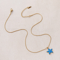Colliers pendentifs vintage océan en acier inoxydable 304 émaillé en forme d'étoile de mer pour femmes&nbsp;LS-FT5866