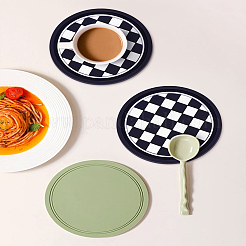 2 шт. круглая подставка под стакан из ПВХ с узором «тартан»&nbsp;AJEW-LP0006-85
