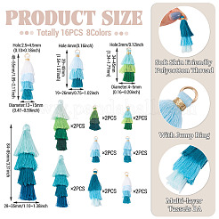 16 Stück 8 Stile Polycotton (Polyester-Baumwolle) Quastenanhänger Dekorationen&nbsp;FIND-TA0009-19
