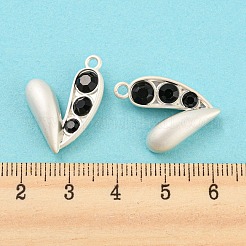 ガラスペンダント付き合金  ハートチャーム  マットシルバーカラー  22x17x7mm  穴：1.8mm&nbsp;FIND-G062-06MS-02