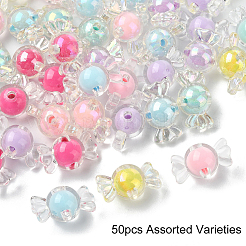 50 шт. Прозрачные акриловые бусины TACR-YW0002-25