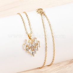 Сердечко латунный микропаве кубический цирконий кулон ожерелья NJEW-C076-25G