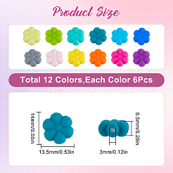 72шт 12 цвета цветок пищевые экологически чистые силиконовые бусины SIL-SC0002-10