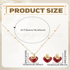 Комплекты из эмалевых серег-гвоздиков и ожерелий с подвесками в форме сердца&nbsp;SJEW-LP0001-44