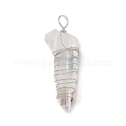 Gros pendentifs pointus en cristal de quartz naturel brut et brut enveloppés de fil de cuivre&nbsp;G-E593-01P