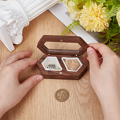 1 шт. шестиугольные деревянные коробки для хранения сувениров для домашних животных с видимым окном&nbsp;CON-DR0001-11