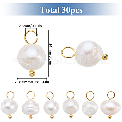 Подвески-картофелины из натурального пресноводного жемчуга с позолоченными петлями из нержавеющей стали 304 PALLOY-SC00004