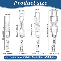 8 шт. 4 стиля застежки для часов из латуни с прозрачным кубическим цирконием KK-OC0001-46P